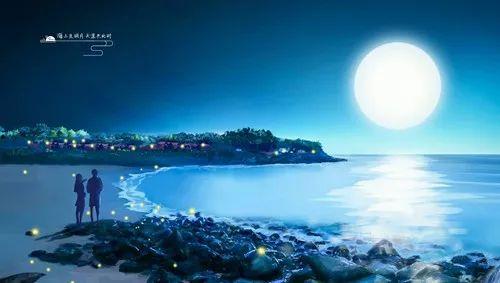 海上生明月图片,诗意画卷中的海天一色